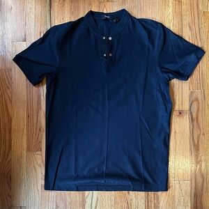 Theory Men's Navy Short Sleeve Henley Shirt